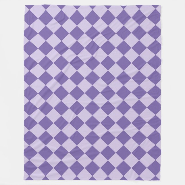Lila Schachbrett Diamantmuster Fleecedecke (Vorderseite)