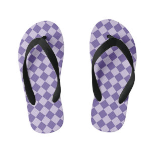 Lila Schachbrett Diamantmuster Kinderbadesandalen
