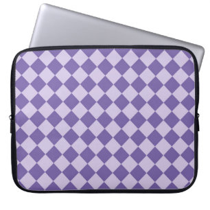 Lila Schachbrett Diamantmuster Laptopschutzhülle