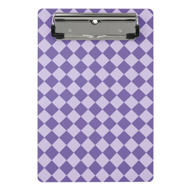 Lila Schachbrett Diamantmuster Mini Klemmbrett (Vorderseite)