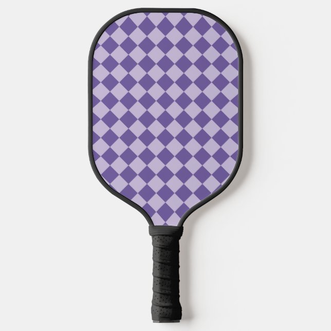 Lila Schachbrett Diamantmuster Pickleball Schläger (Vorderseite)