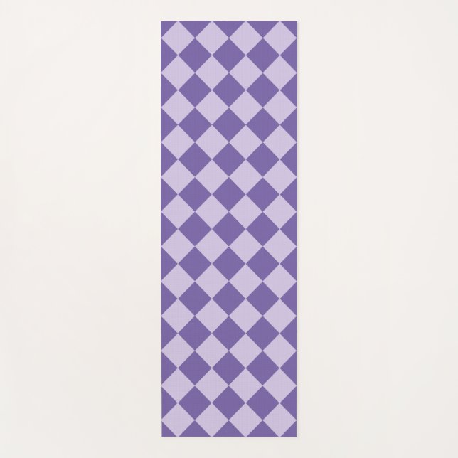 Lila Schachbrett Diamantmuster Yogamatte (Vorderseite)