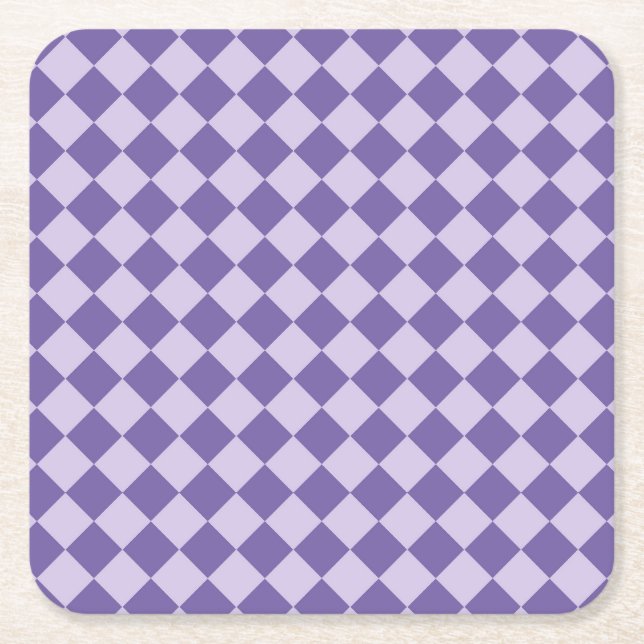 Lila Schachbrett Diamond Patternpapier Untersetzer (Vorderseite)