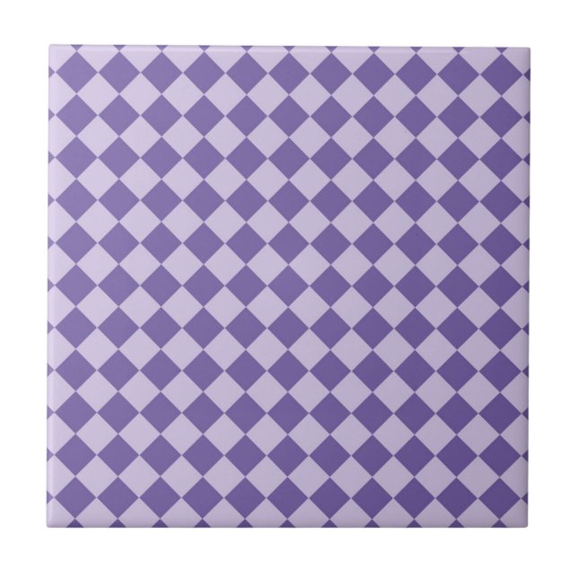 Lila Schachbrett Keramik Diamant Tile Fliese (Vorderseite)