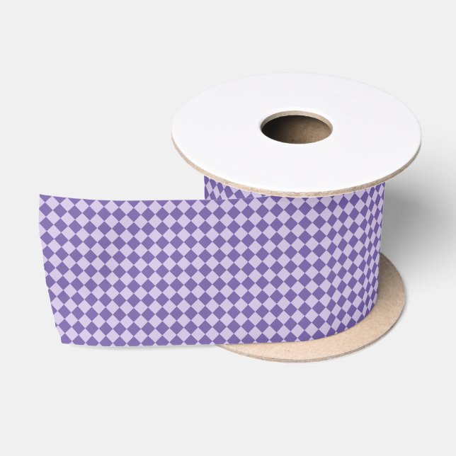 Lila Schachbrett-Muster Satinband (Spule)