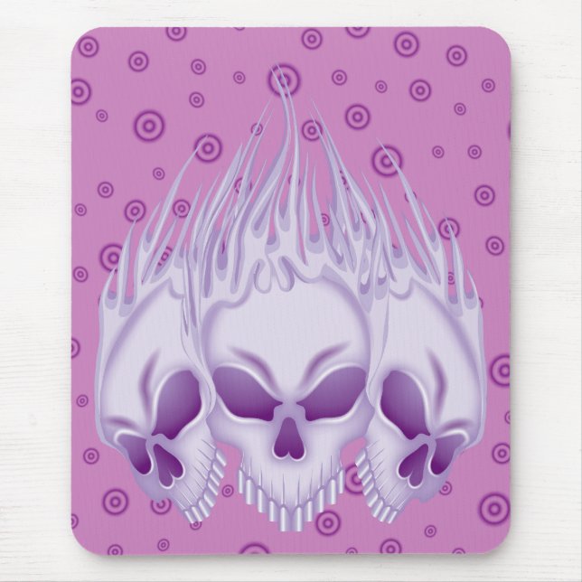 Lila Schädel flammend Mousepad (Vorne)