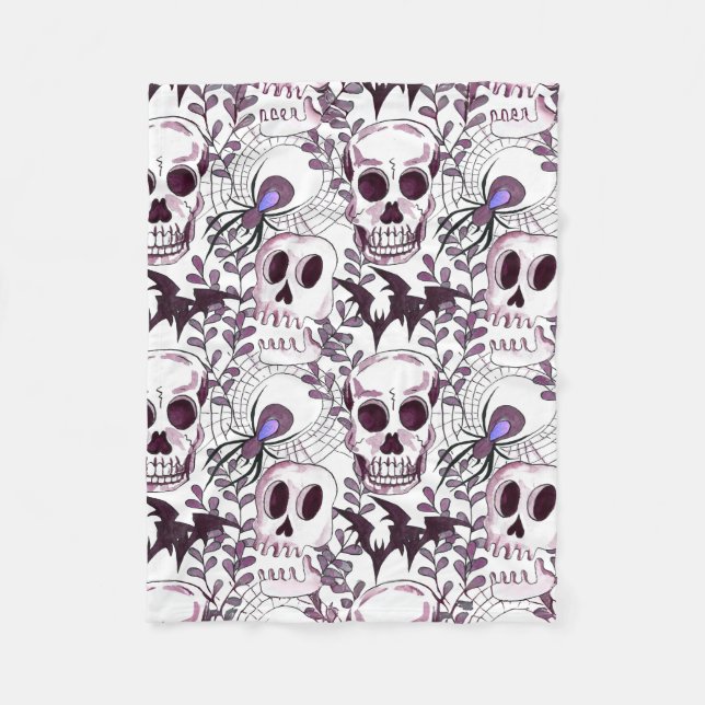 lila Schädel, Fledermäuse und Spinnen Fleecedecke (Vorderseite)