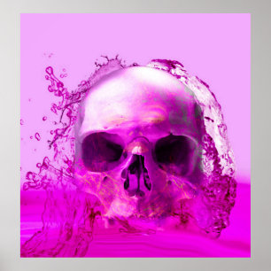 Lila Schädel im Wasser Poster