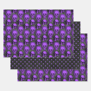 Lila Schädel und Sonnenblumen, Design 1 Geschenkpapier Set