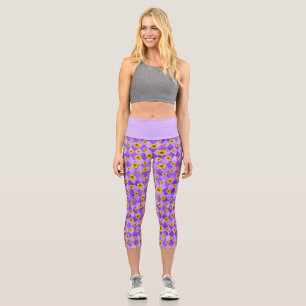 Lila Schädel und Sonnenblumen, Design 2 Capri Leggings