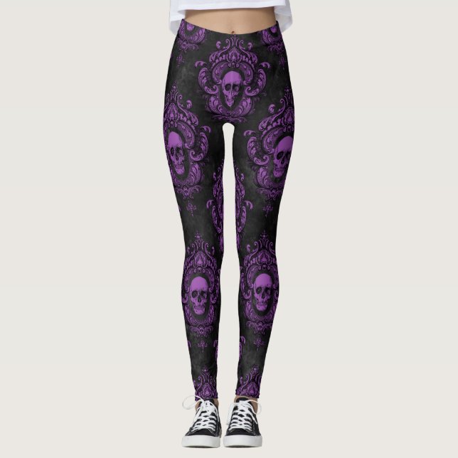 Lila Schädellegenden Leggings (Vorderseite)