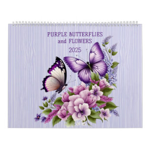 LILA SCHALTFLÄCHEN UND BLUME 2025 KALENDER