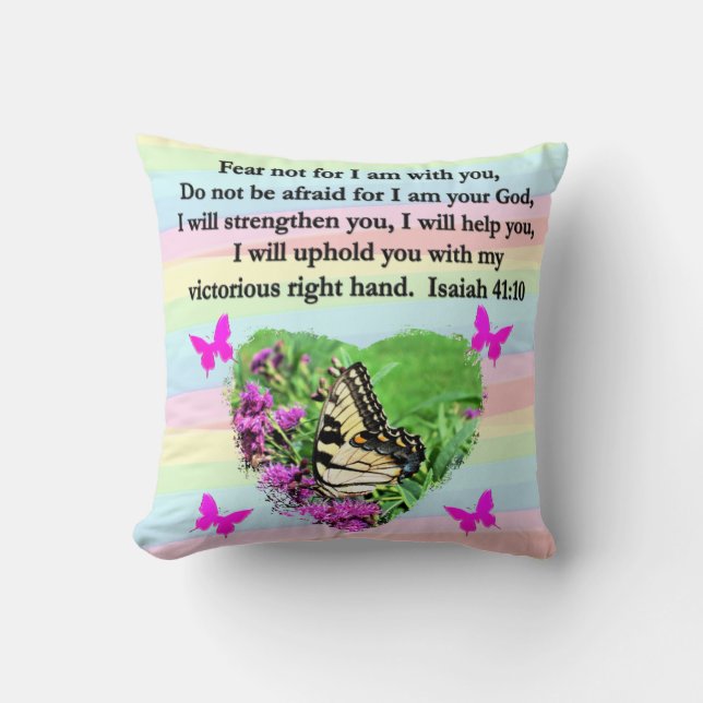 LILA SCHALTFLY ISAIAH 41:10 BIBLE VERSE KISSEN (Vorderseite)