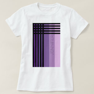 Lila Schatten und Namen der schwarzen Streifen T-Shirt