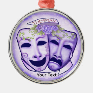 Lila Schauspielermasken Ornament Aus Metall