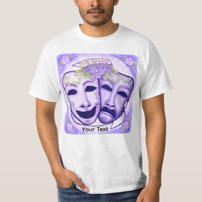 Lila Schauspielermasken T-Shirt (Vorderseite)