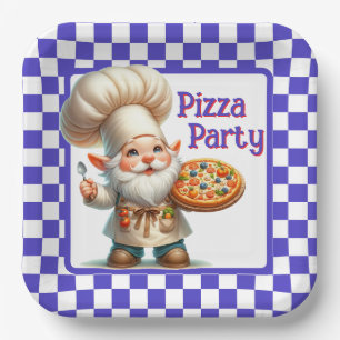 Lila-Schecken-Pizza-Party Pappteller