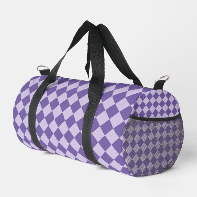 Lila Scheckendiamantmuster Klein Duffle Bag (Rechte Ecke)