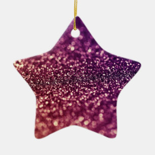 Lila Schein-Glitterstern Weihnachtsverzierung Keramikornament