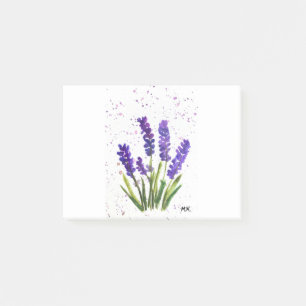 Lila schick rustikaler Aquarellblütenlavener Post-it Klebezettel