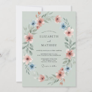 Lila-Schiefer-Kranz-Hochzeit Einladung