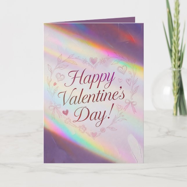Lila schillernder Valentinstag  Feiertagskarte (Vorderseite)
