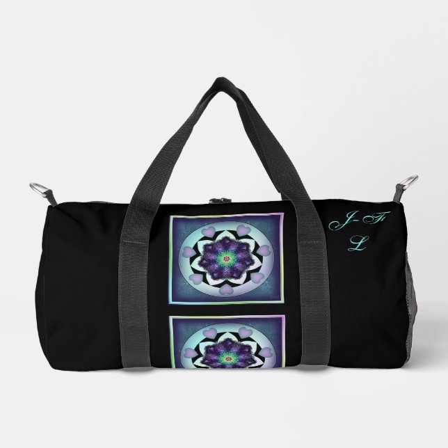 Lila Schirm und Herz .7 Duffle Bag (Vorderseite)
