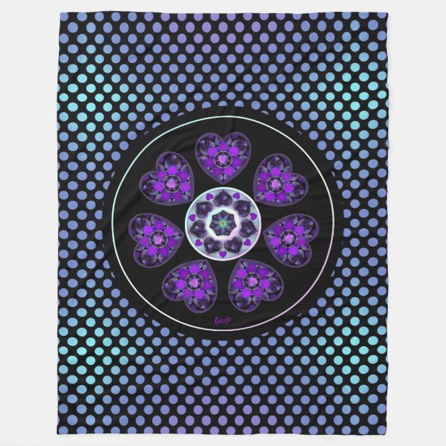 Lila Schirm und Herz .7 Fleecedecke (Vorderseite)