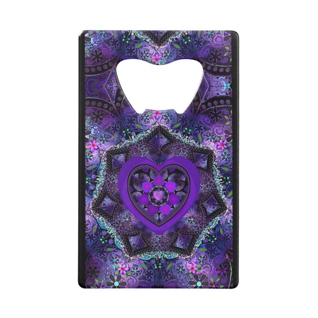 Lila Schirm und Herz .7 Geldbeutel Flaschenöffner (Vorderseite)