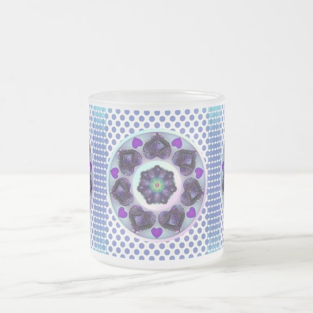 Lila Schirm und Herz .7 Mattglastasse (Mittel)