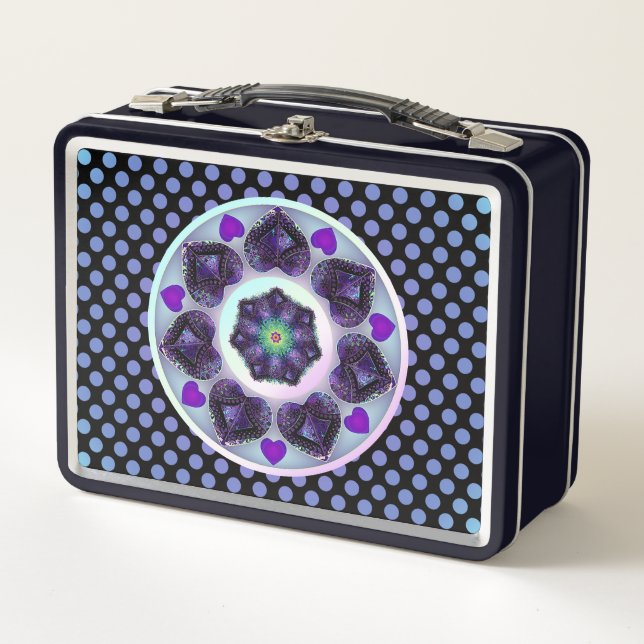 Lila Schirm und Herz .7 Metall Brotdose (Vorderseite)