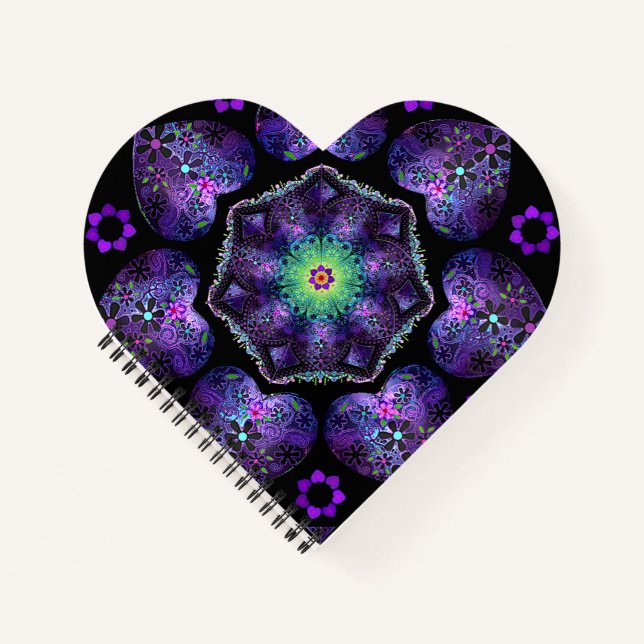 Lila Schirm und Herz .7 Notizbuch (Vorderseite)