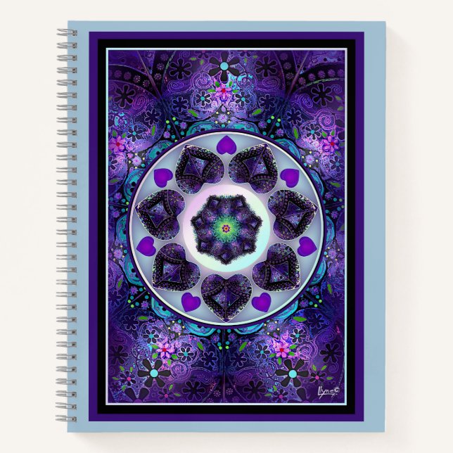 Lila Schirm und Herz .7 Notizbuch (Vorderseite)