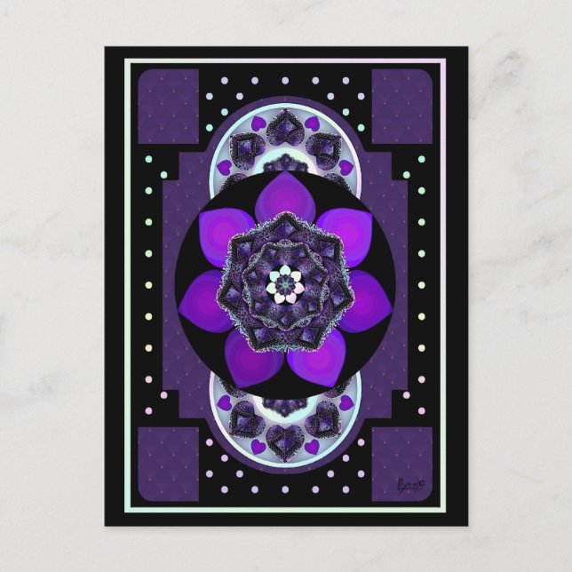 Lila Schirm und Herz .7 Postkarte (Vorderseite)