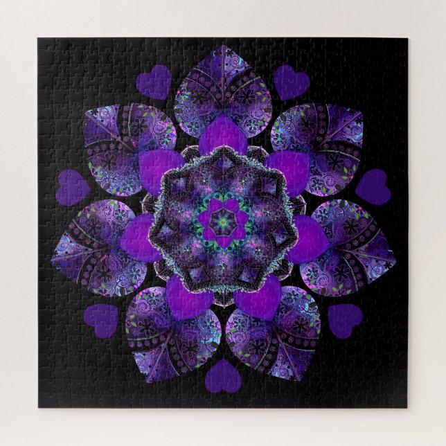 Lila Schirm und Herz .7 Puzzle (Vertikal)