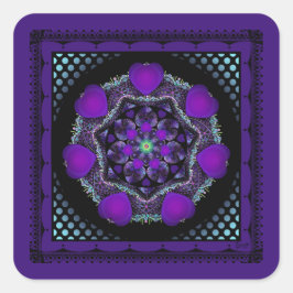 Lila Schirm und Herz .7 Quadratischer Aufkleber