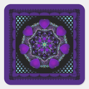 Lila Schirm und Herz .7 Quadratischer Aufkleber