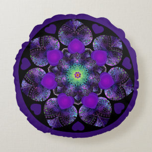 Lila Schirm und Herz .7 Rundes Kissen