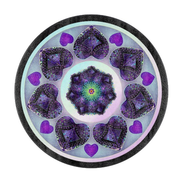 Lila Schirm und Herz .7 Schneidebrett (Vorderseite)