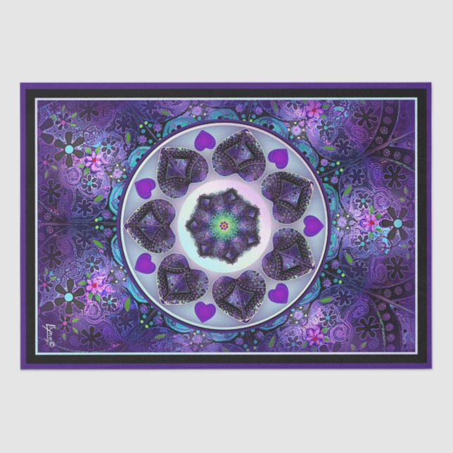 Lila Schirm und Herz .7 Seidenpapier (Vorderseite)