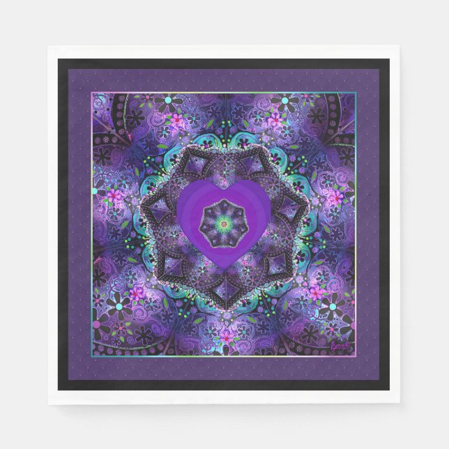 Lila Schirm und Herz .7 Serviette (Vorderseite)