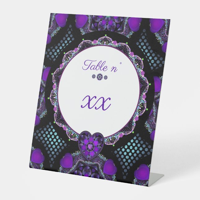 Lila Schirm und Herz .7 Sockelschild (Vorderseite)