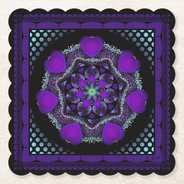 Lila Schirm und Herz .7 Untersetzer (Vorderseite)