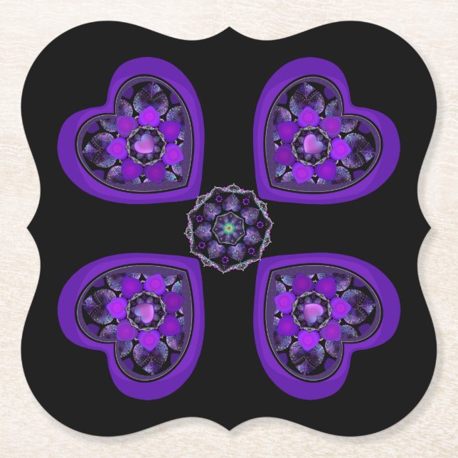Lila Schirm und Herz .7 Untersetzer (Vorderseite)