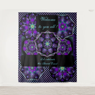 Lila Schirm und Herz .7 Wandteppich