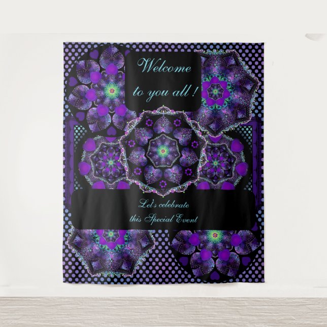 Lila Schirm und Herz .7 Wandteppich (Vorderseite)