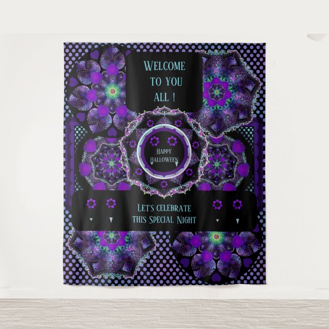 Lila Schirm und Herz .7 Wandteppich (Vorderseite)