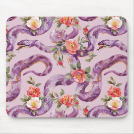 Lila Schlangen Rote Creme Blumen Mousepad