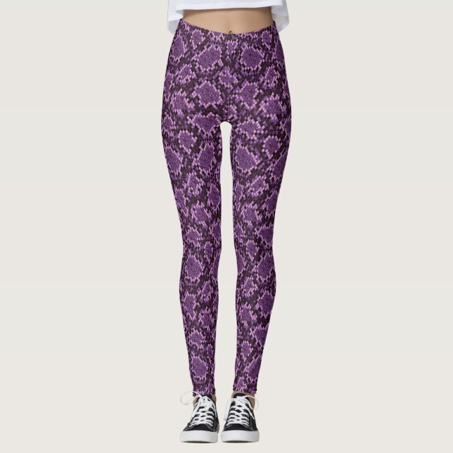 Lila Schlangendrucke Leggings (Vorderseite)