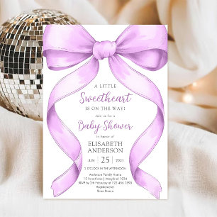 Lila Schleife Coquette Babyshower-Einladung Einladung